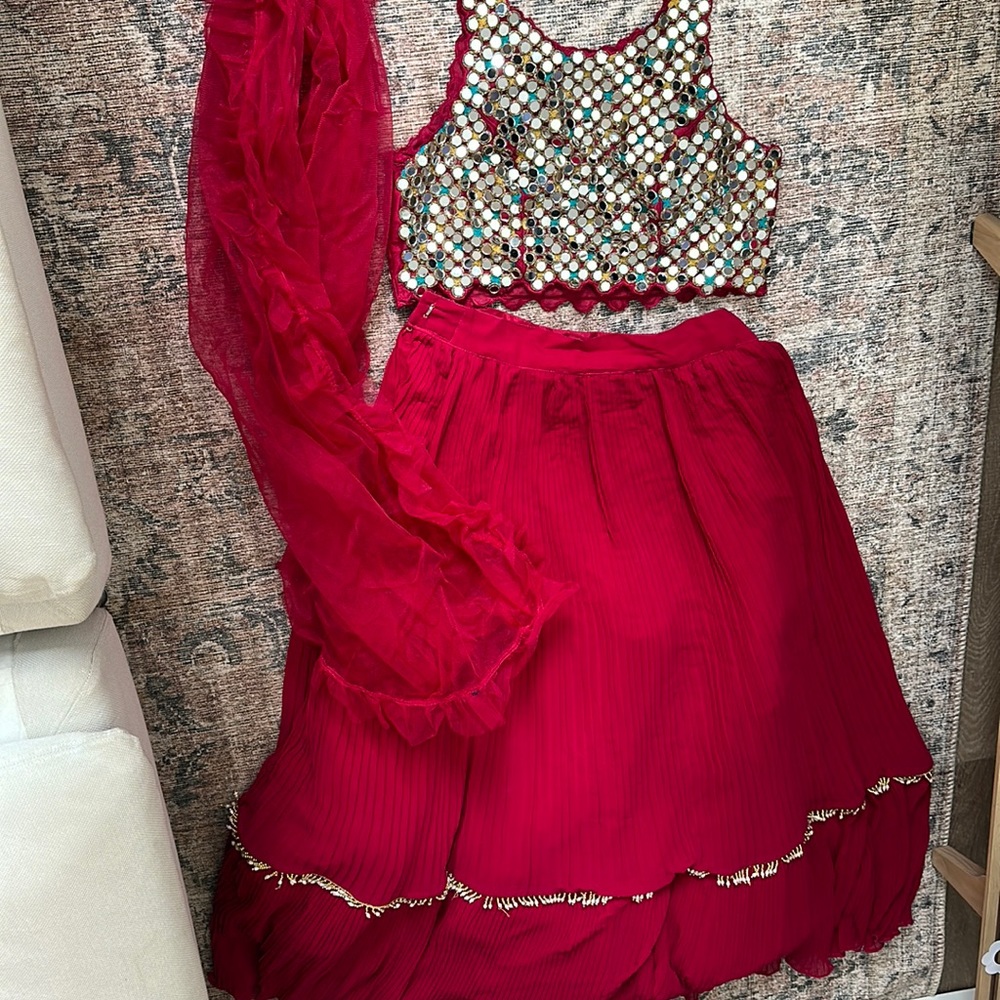 Berry red lehengha. Wore once for a wedding.